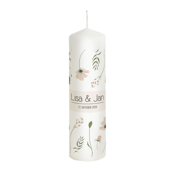 Hochzeitskerze Blumen Flower 360 Grad Druck